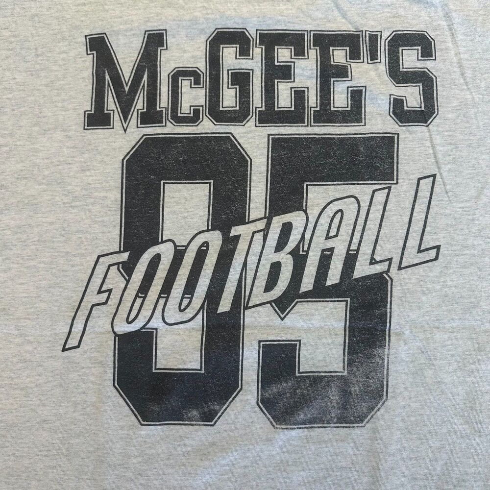 Vintage XL Gray T-Shirt "McGee's Football" graphic "95" 90s y2k Single Stitch